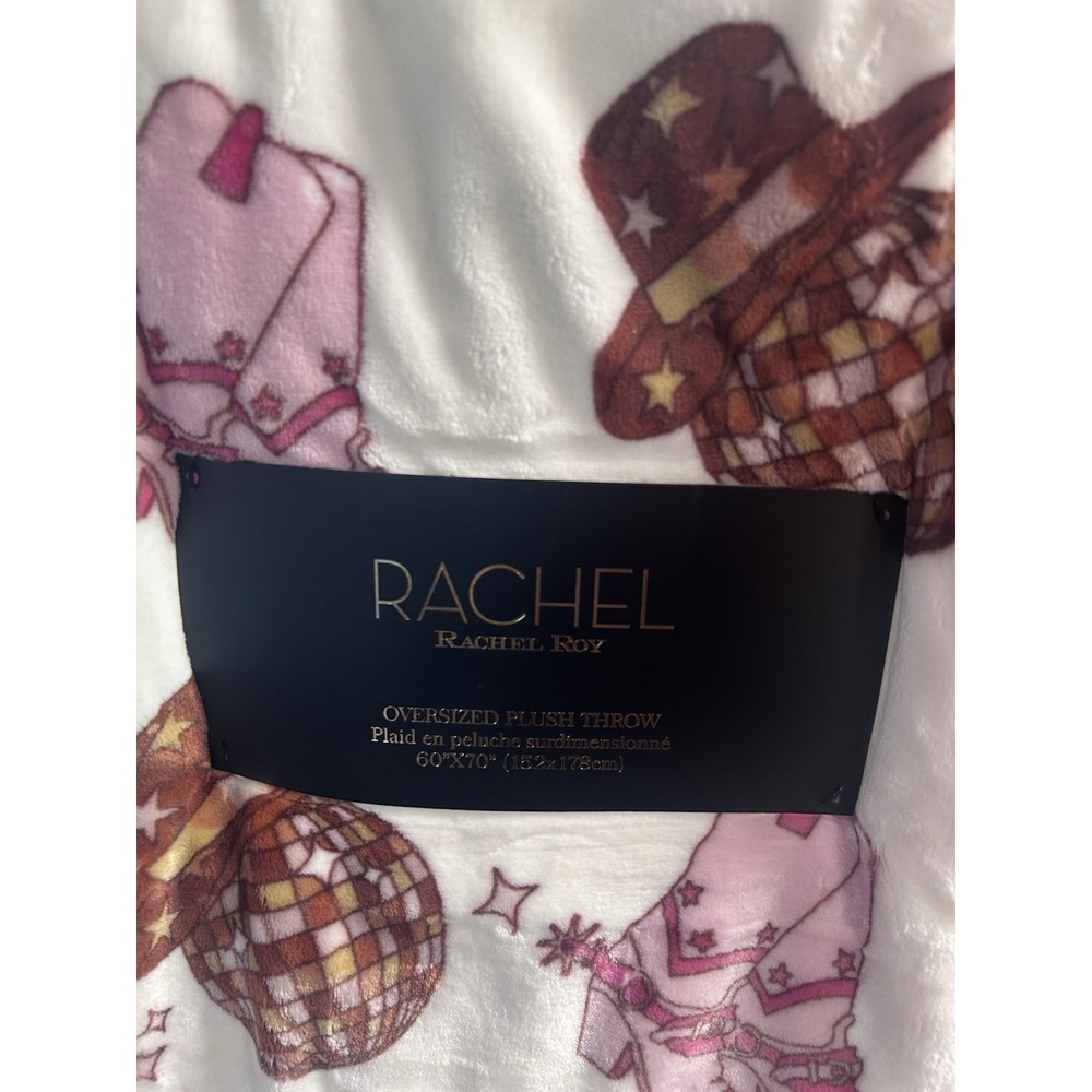 Rachel Roy Disco Ball Yeehaw Cowgirl Throw Blanket Boots Hat Soft 60X70" NEW - Picture 3 of 4
